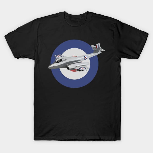 RAF Gloster Meteor British Aeroplane Roundel T-Shirt by Dirty Custard Designs 